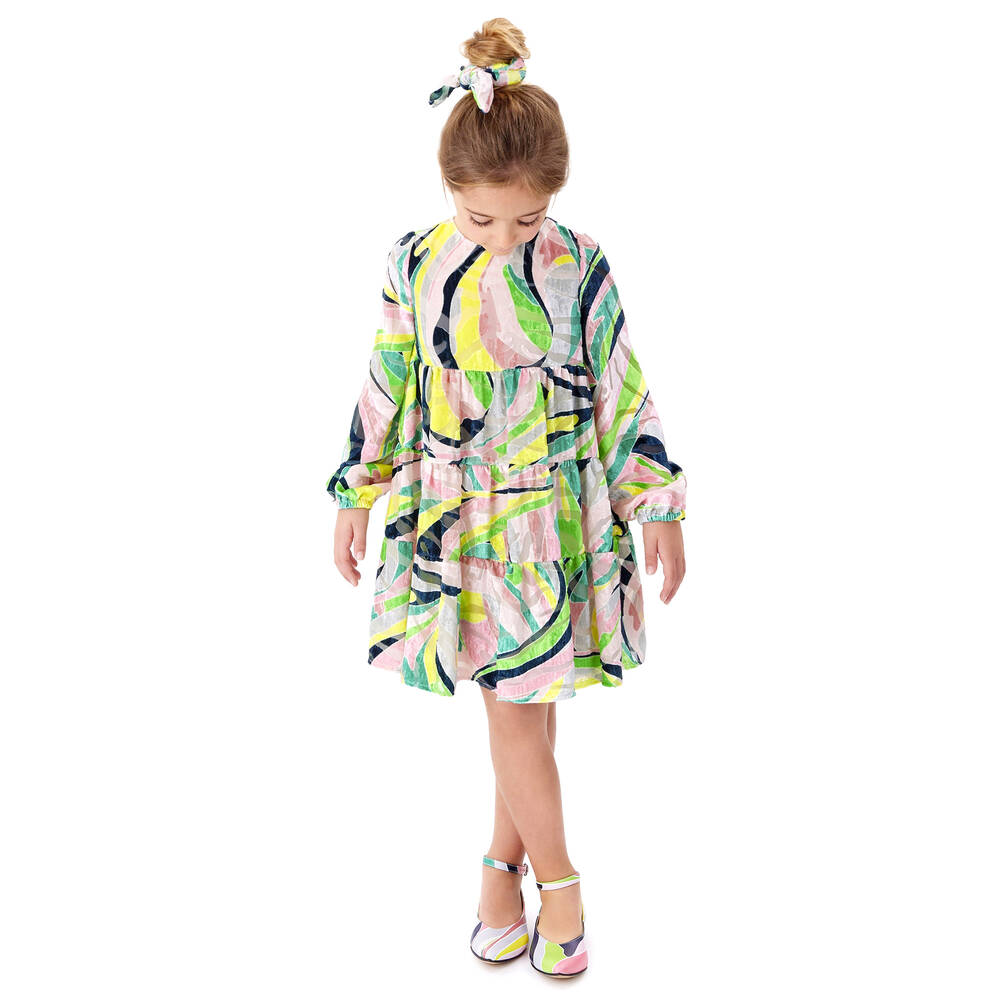 PUCCI-Girls Green Vetrate Dress | Childrensalon Outlet