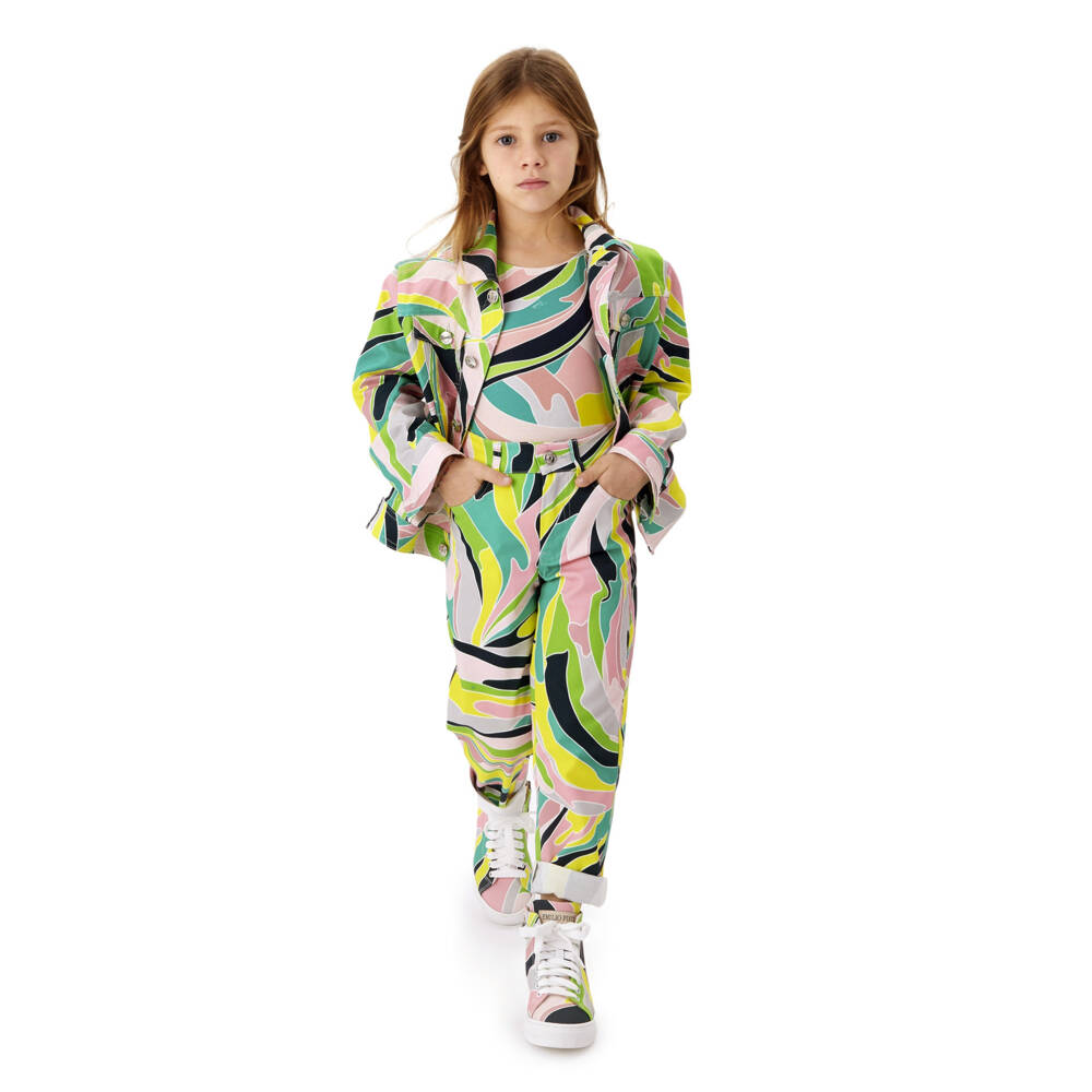 PUCCI-Girls Green Vetrate Jeans | Childrensalon Outlet