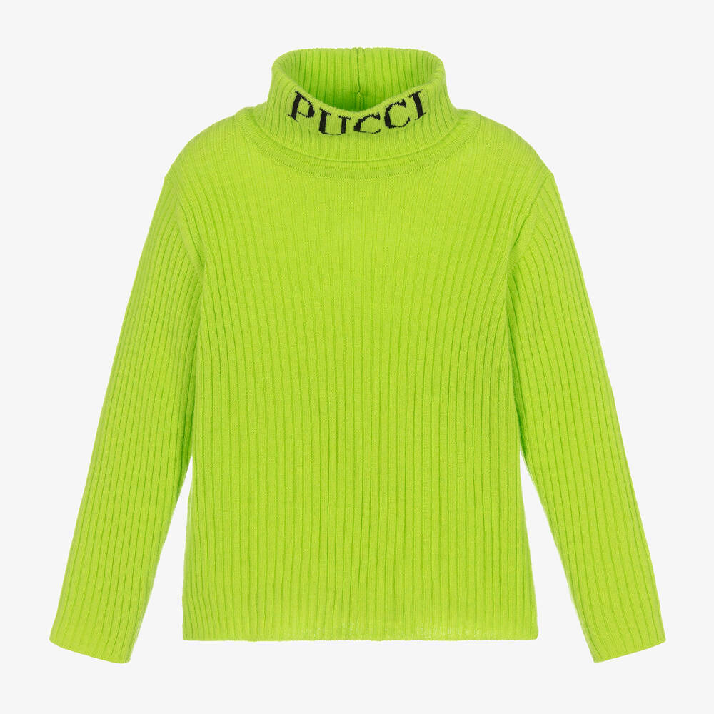 PUCCI - Girls Green Wool & Cashmere Sweater | Childrensalon