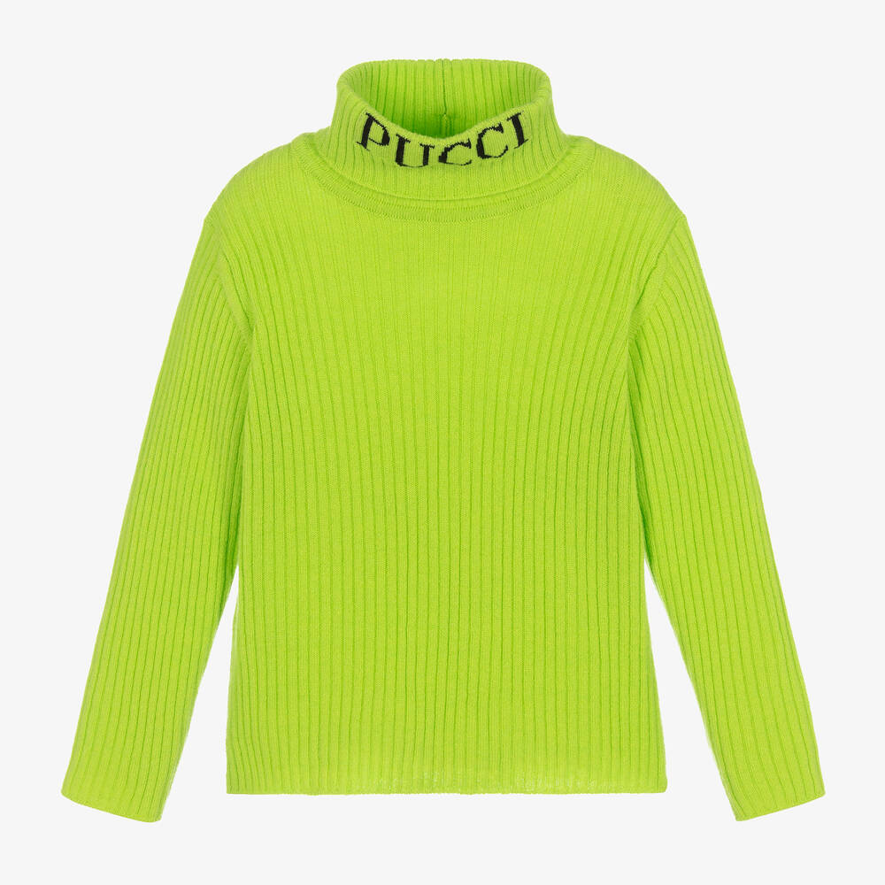 PUCCI-Girls Green Wool & Cashmere Sweater | Childrensalon Outlet