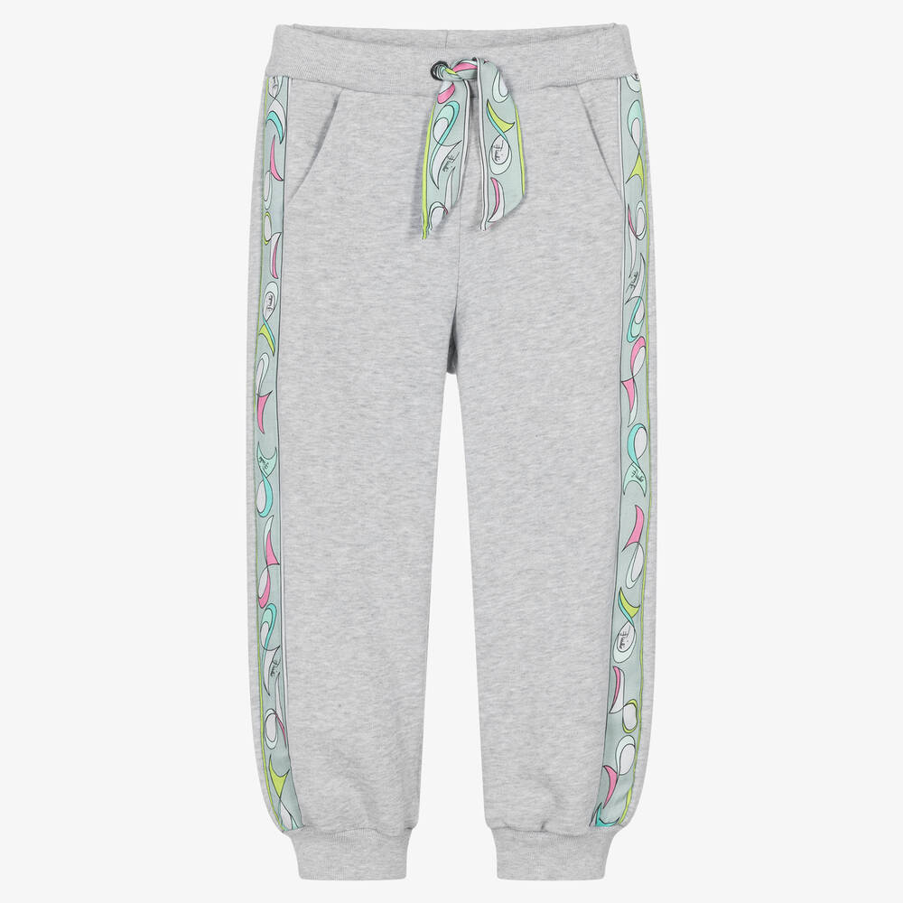 PUCCI - Girls Grey Cotton Iride Joggers | Childrensalon