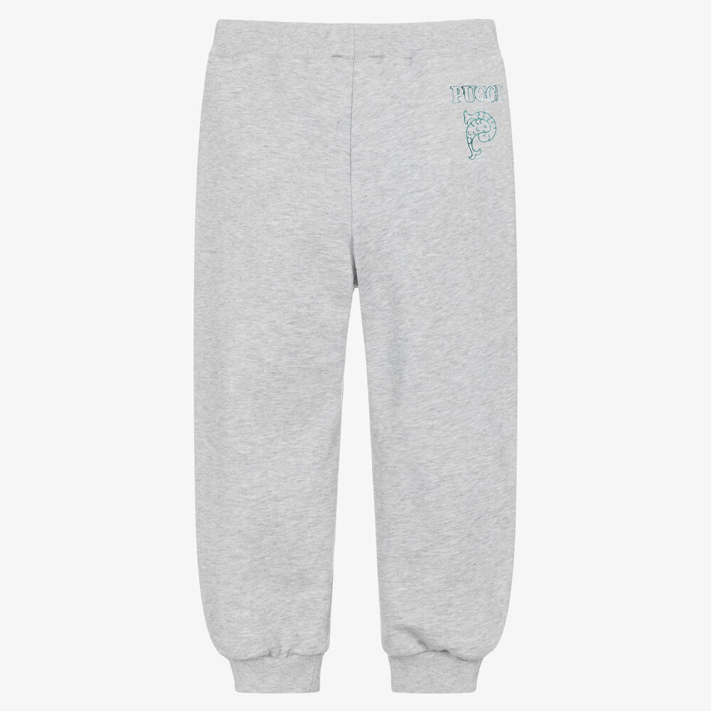 PUCCI-Girls Grey Cotton Iride Joggers | Childrensalon Outlet
