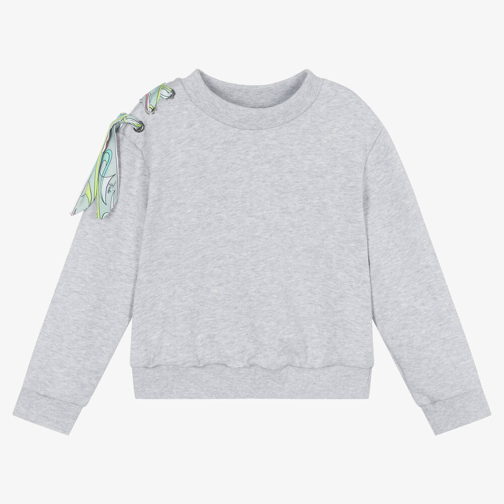 PUCCI - Girls Grey Cotton Iride Sweatshirt | Childrensalon