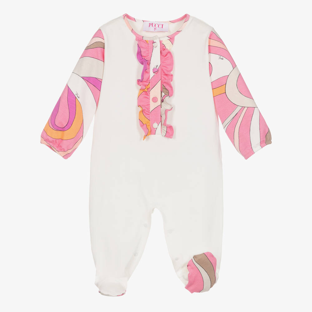 PUCCI-Кремовый комбинезон и шапочка из хлопка | Childrensalon Outlet