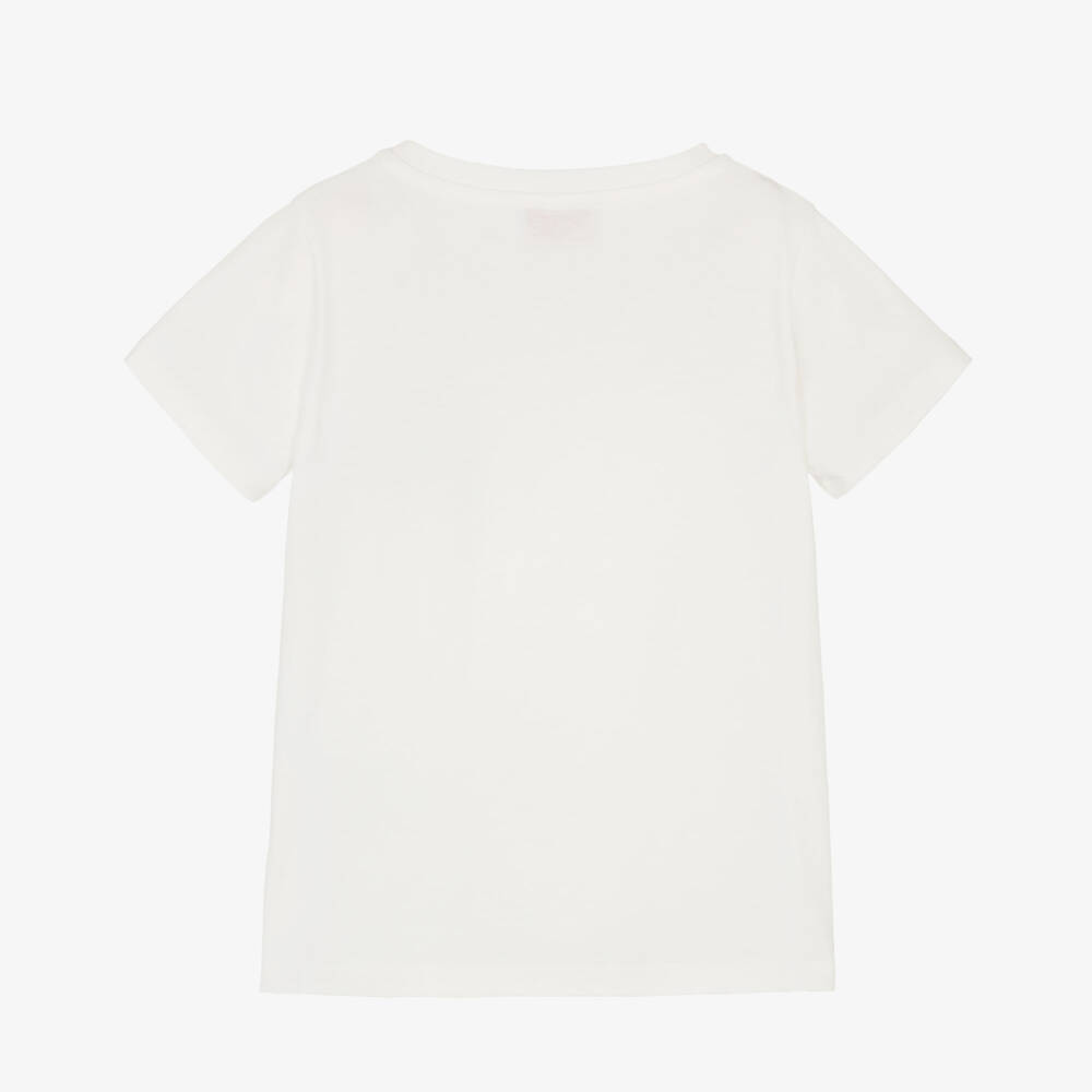 PUCCI-Girls Ivory Cotton Iride Logo T-Shirt | Childrensalon Outlet