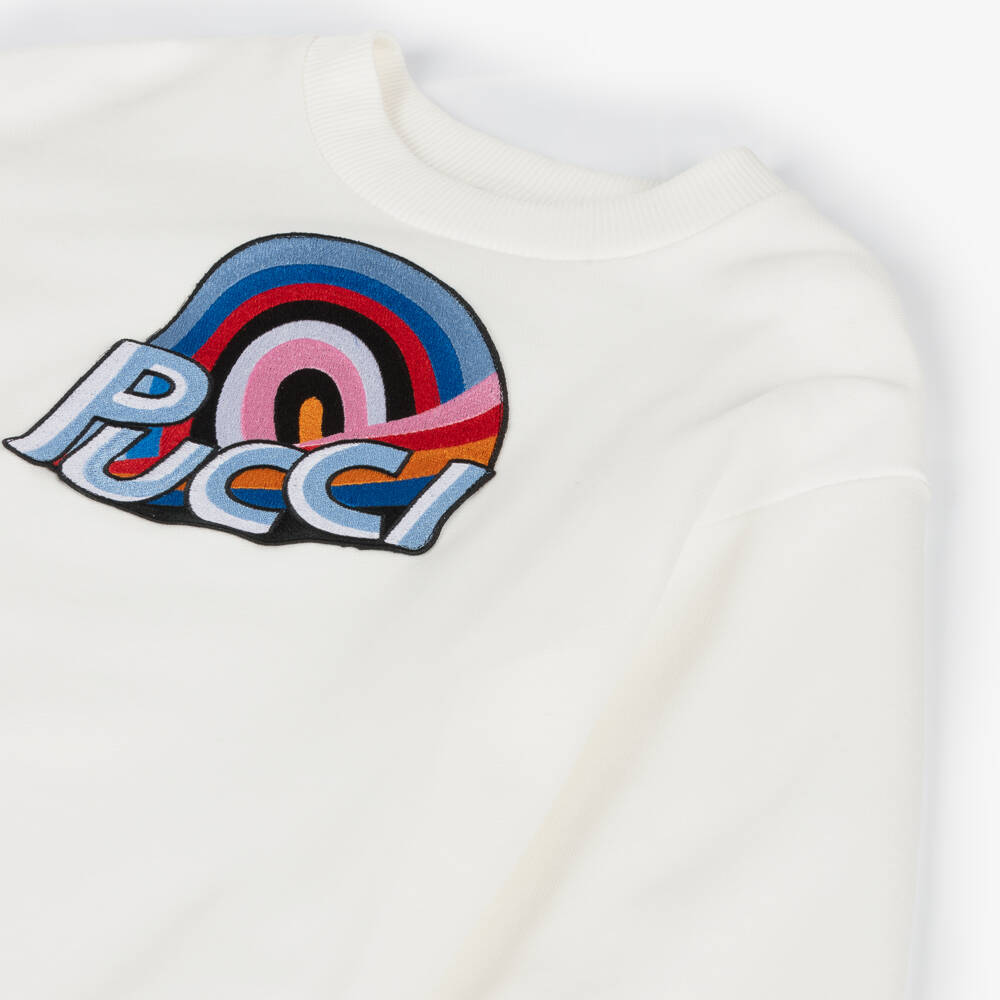 PUCCI-Girls Ivory Cotton Logo Top | Childrensalon Outlet