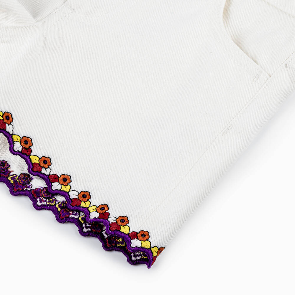 PUCCI-Кремовые джинсовые шорты с цветочным узором для девочек | Childrensalon Outlet