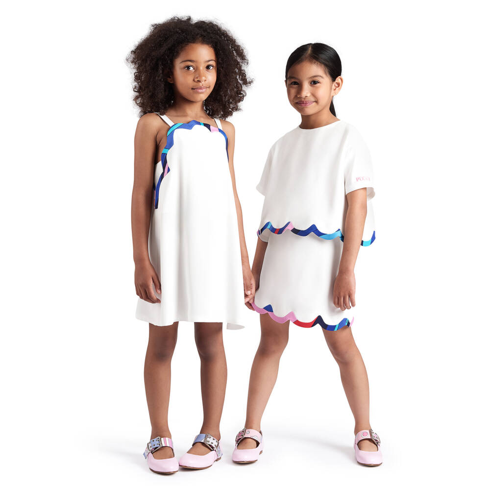 PUCCI-بلوزة عاجية بنقشة إيريد للبنات | Childrensalon Outlet