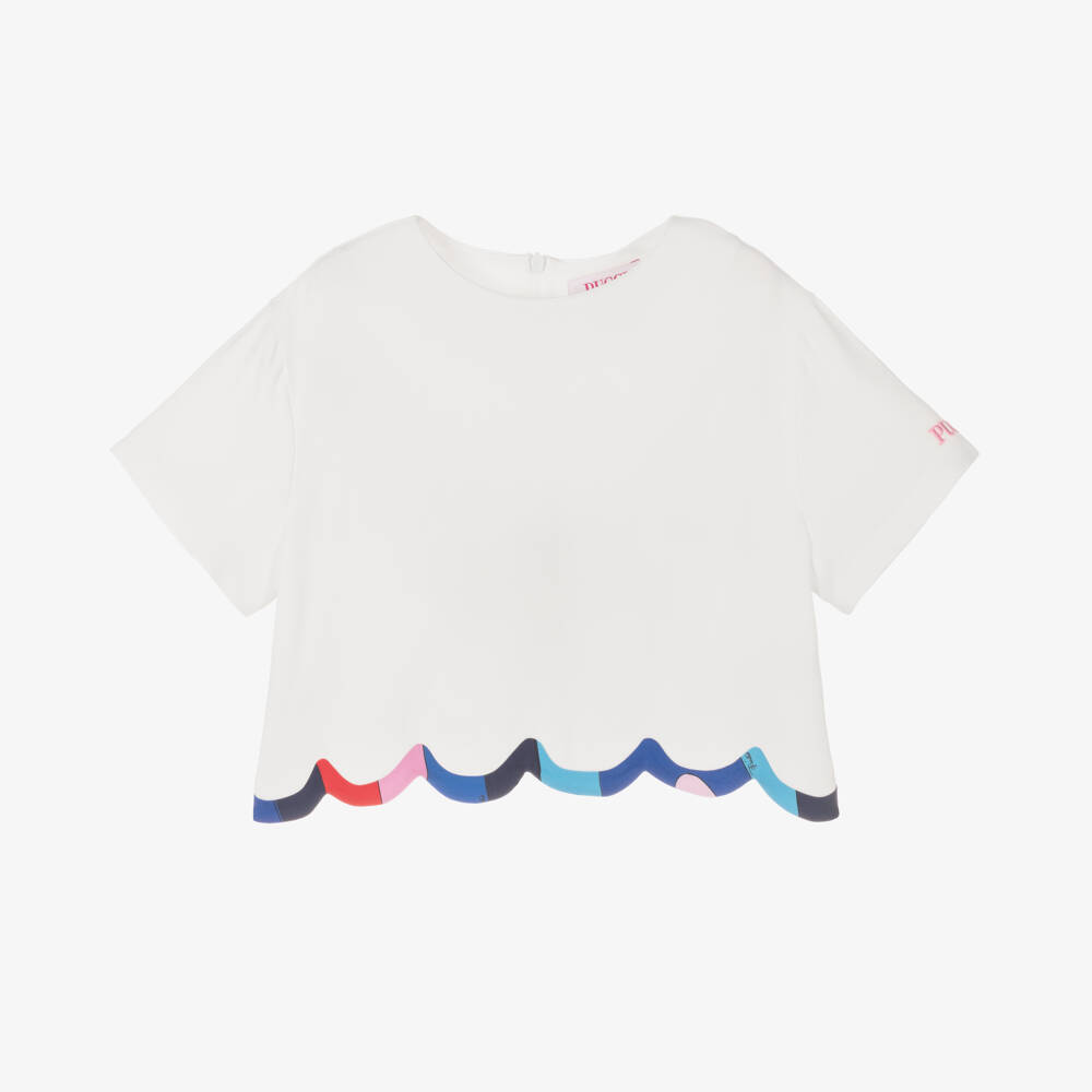 PUCCI-Girls Ivory Iride Print Top | Childrensalon Outlet