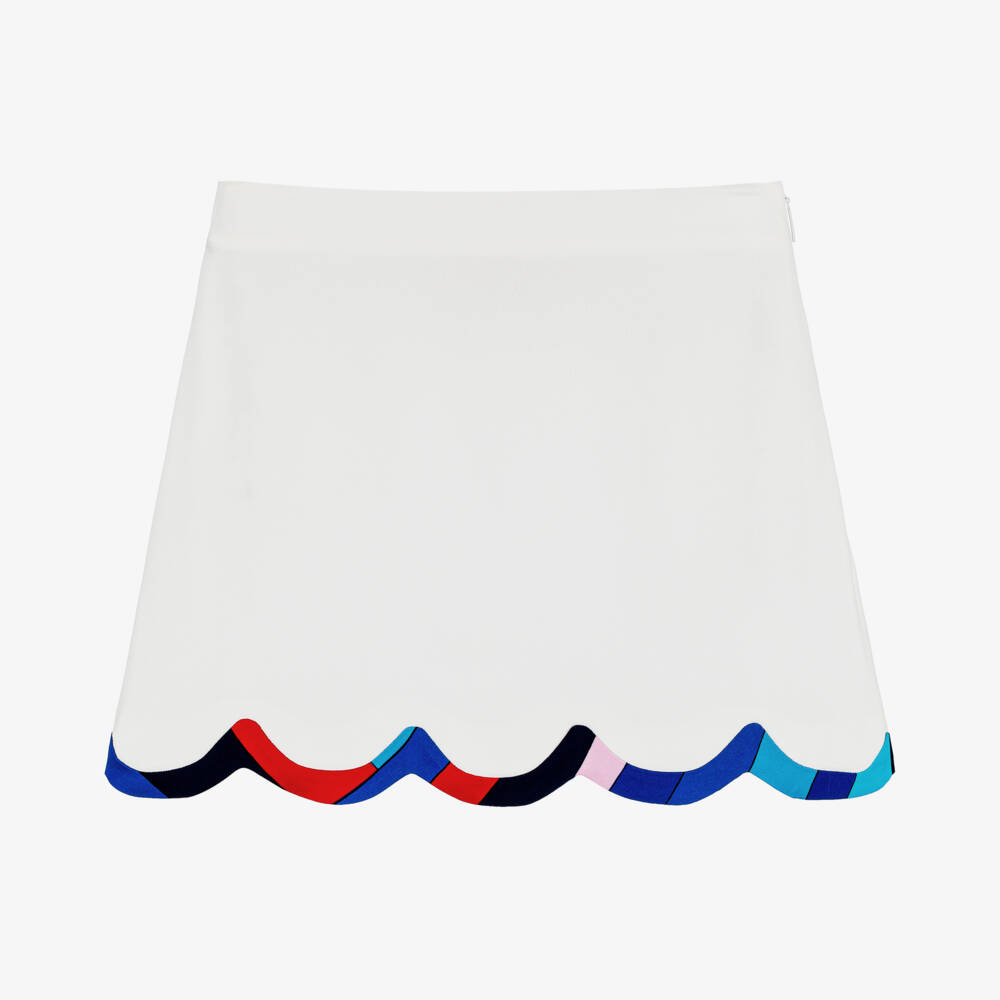 PUCCI-Girls Ivory Iride Scalloped Skirt | Childrensalon Outlet