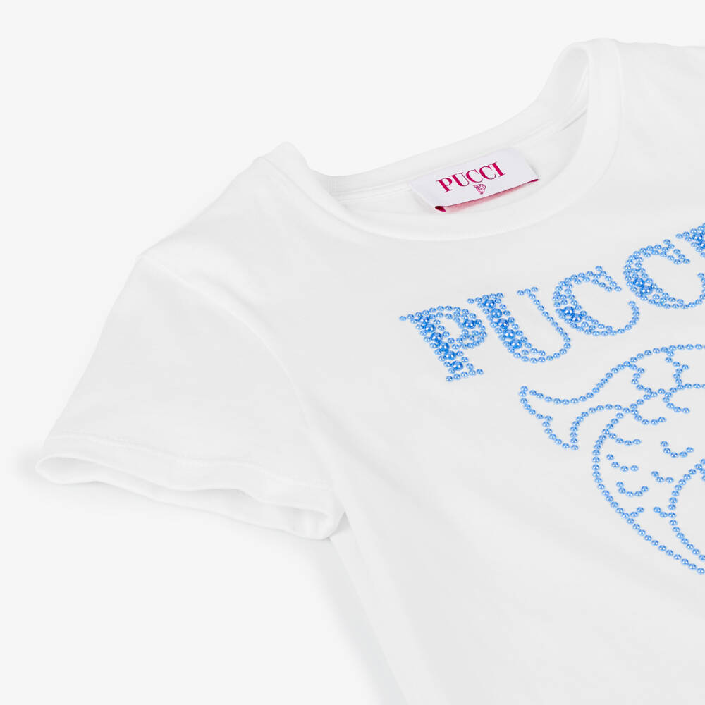 PUCCI-Girls Ivory Organic Cotton Tee | Childrensalon Outlet