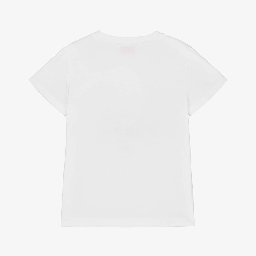 PUCCI-Girls Ivory Organic Cotton Tee | Childrensalon Outlet