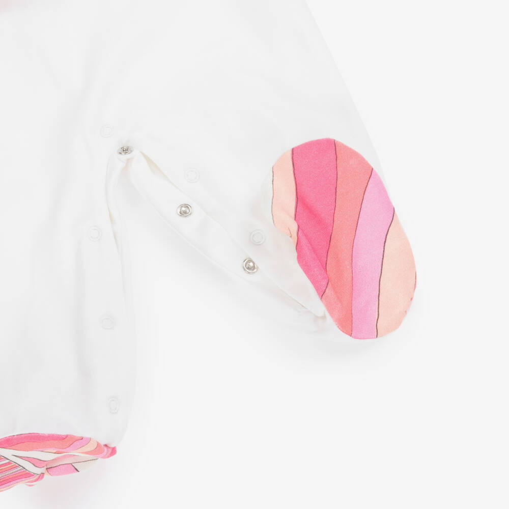 PUCCI-Girls Ivory & Pink Cotton Iride Babysuit Set | Childrensalon Outlet