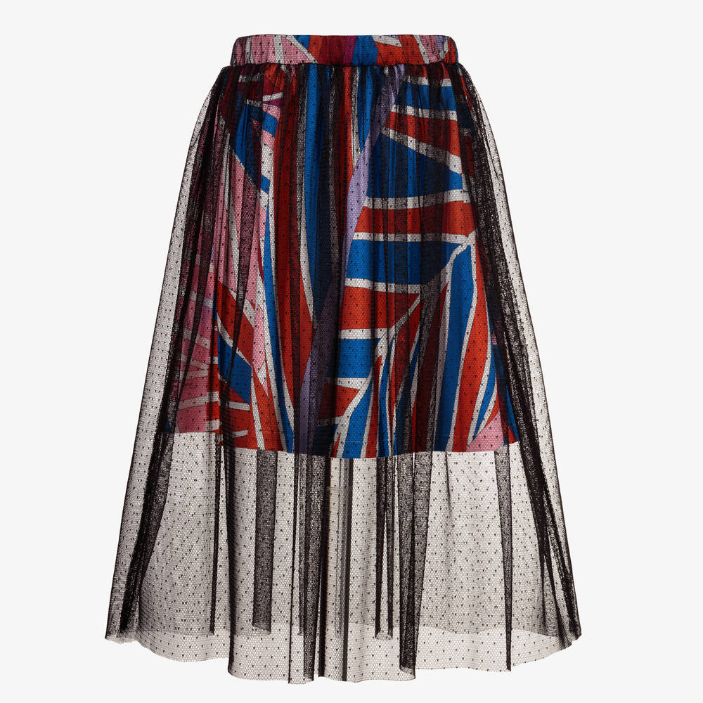 PUCCI-تنورة  ماكسي قطن جيرسي وتول لون أسود | Childrensalon Outlet