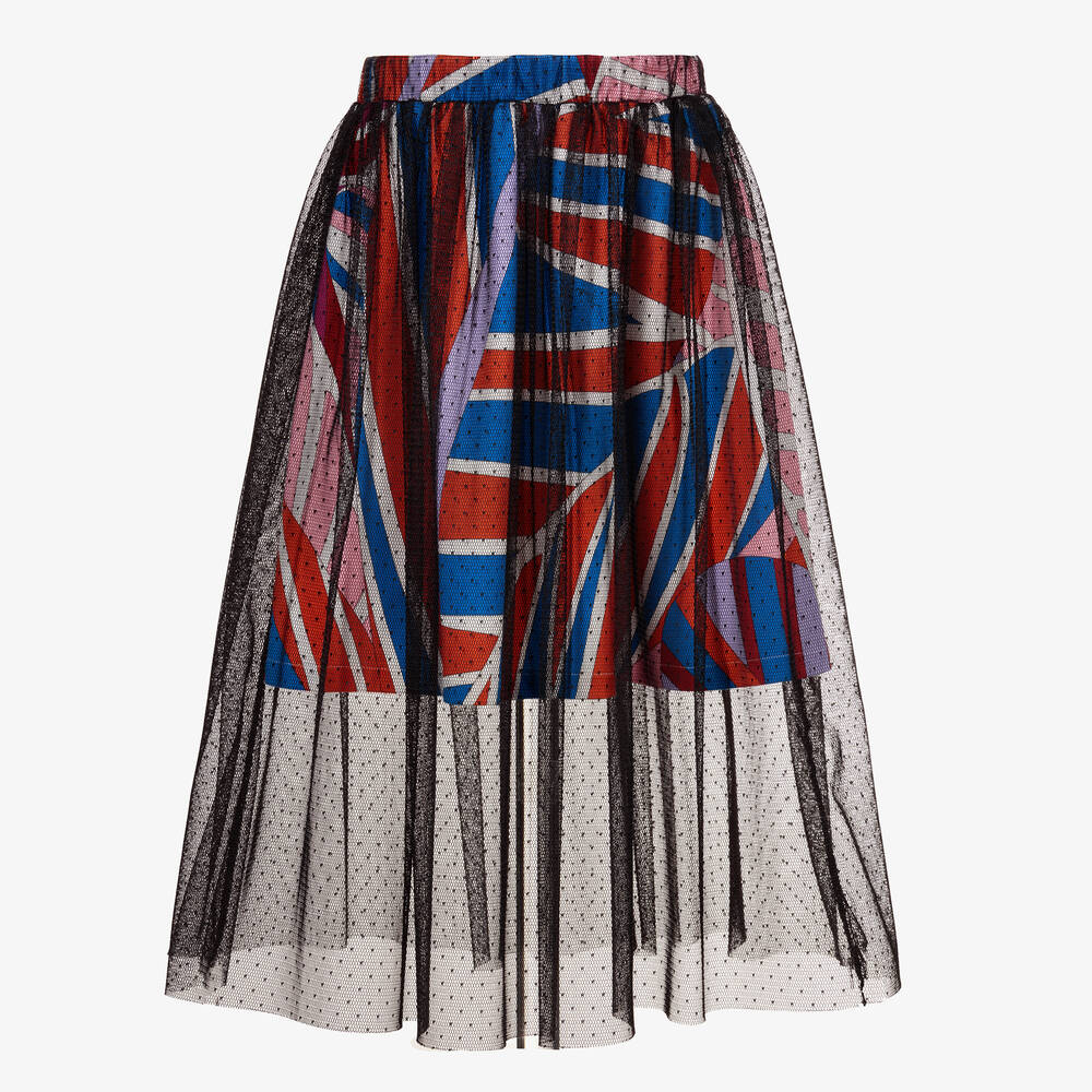 PUCCI-Girls Long Black Tulle Skirt  | Childrensalon Outlet