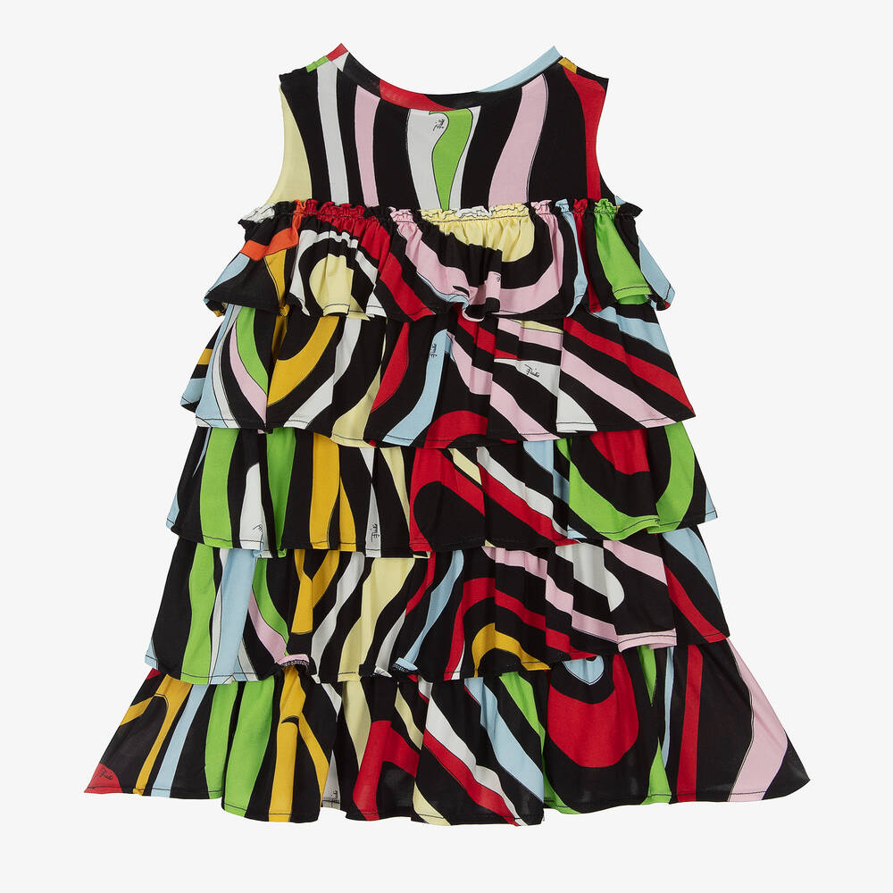 PUCCI-Girls Multicolour Marmo Print Tiered Dress | Childrensalon Outlet