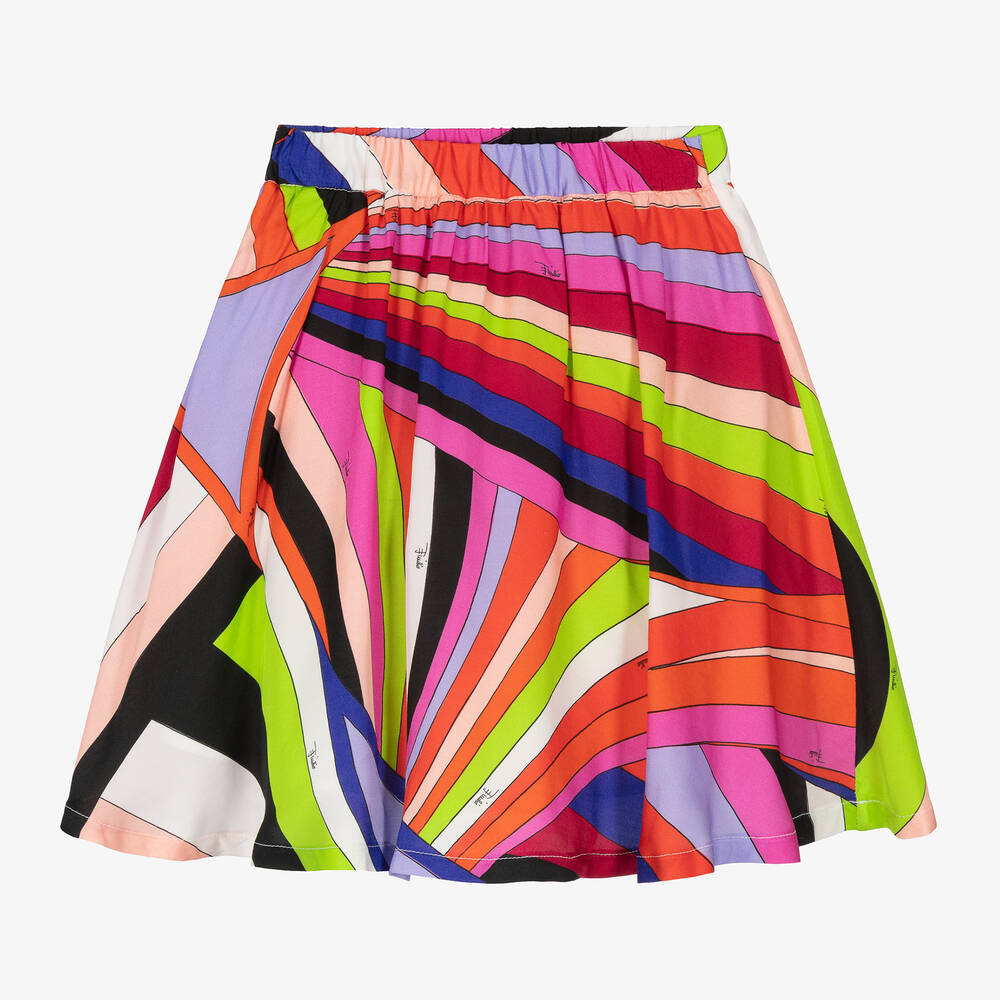 PUCCI - Girls Multicoloured Iride Print Skirt | Childrensalon