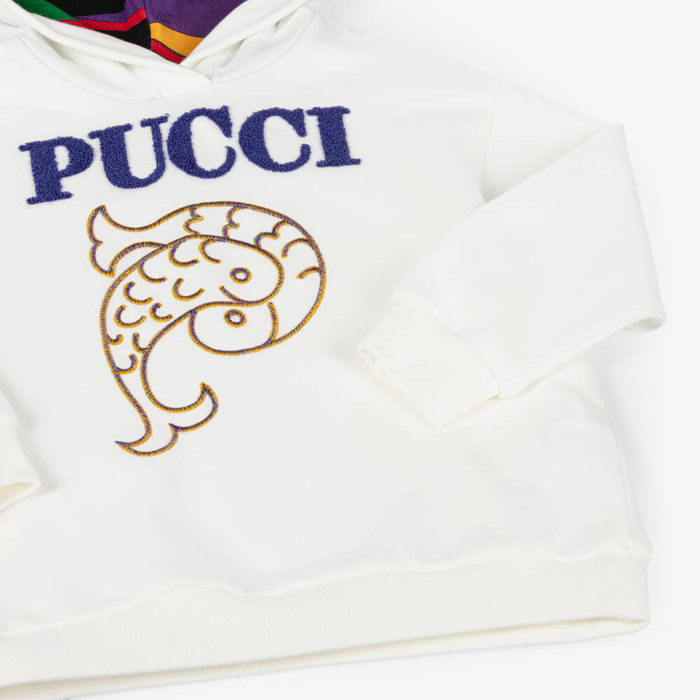 بوتشي-هودي أوفرسايز قطن لون أبيض للبنات | Childrensalon Outlet