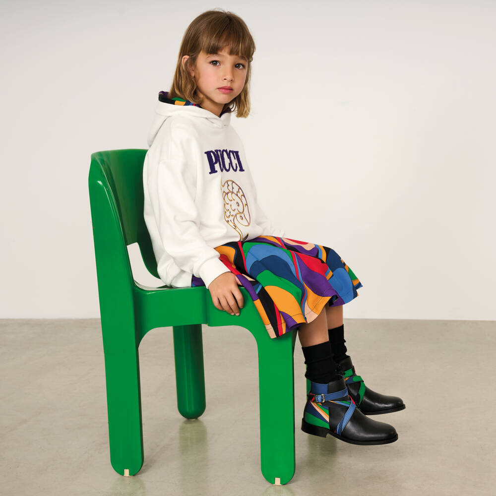 بوتشي-هودي أوفرسايز قطن لون أبيض للبنات | Childrensalon Outlet