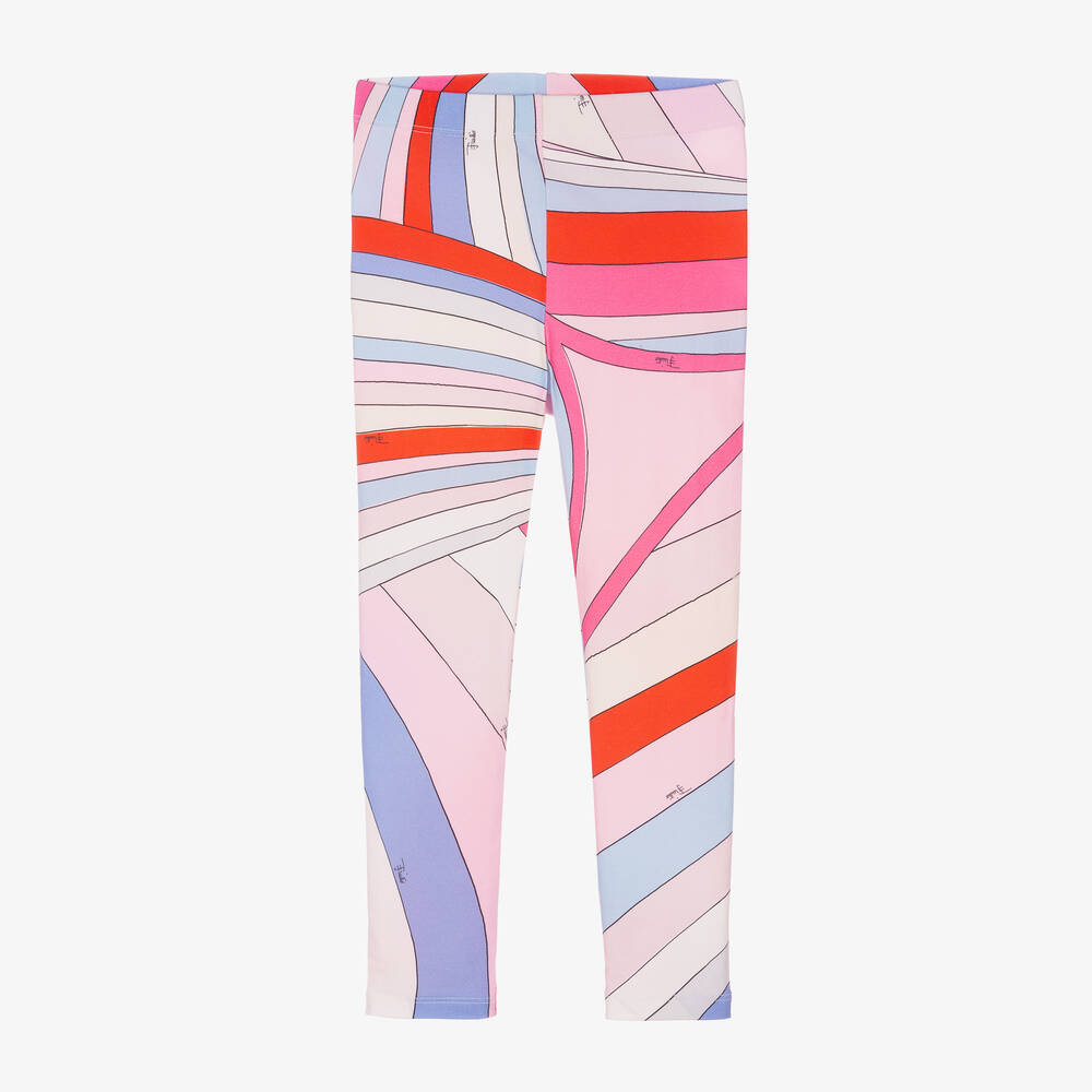 PUCCI-Girls Pink Cotton Iride Print Leggings | Childrensalon Outlet