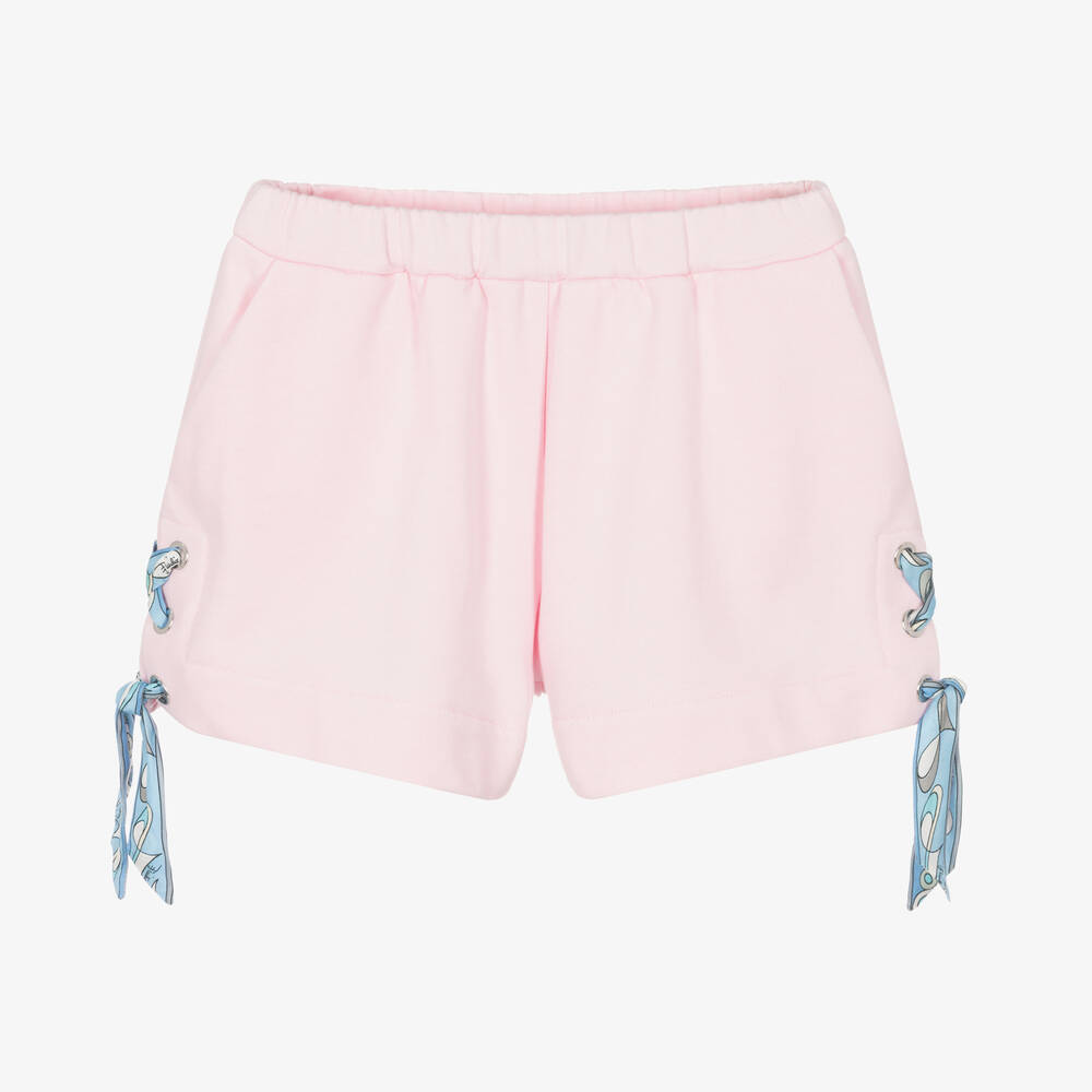 PUCCI - Girls Pink Cotton Jersey Shorts | Childrensalon
