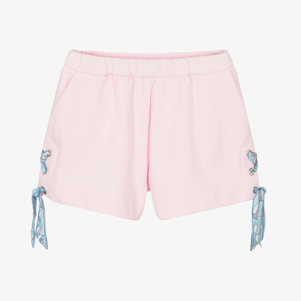 PUCCI-Girls Pink Cotton Jersey Shorts | Childrensalon Outlet