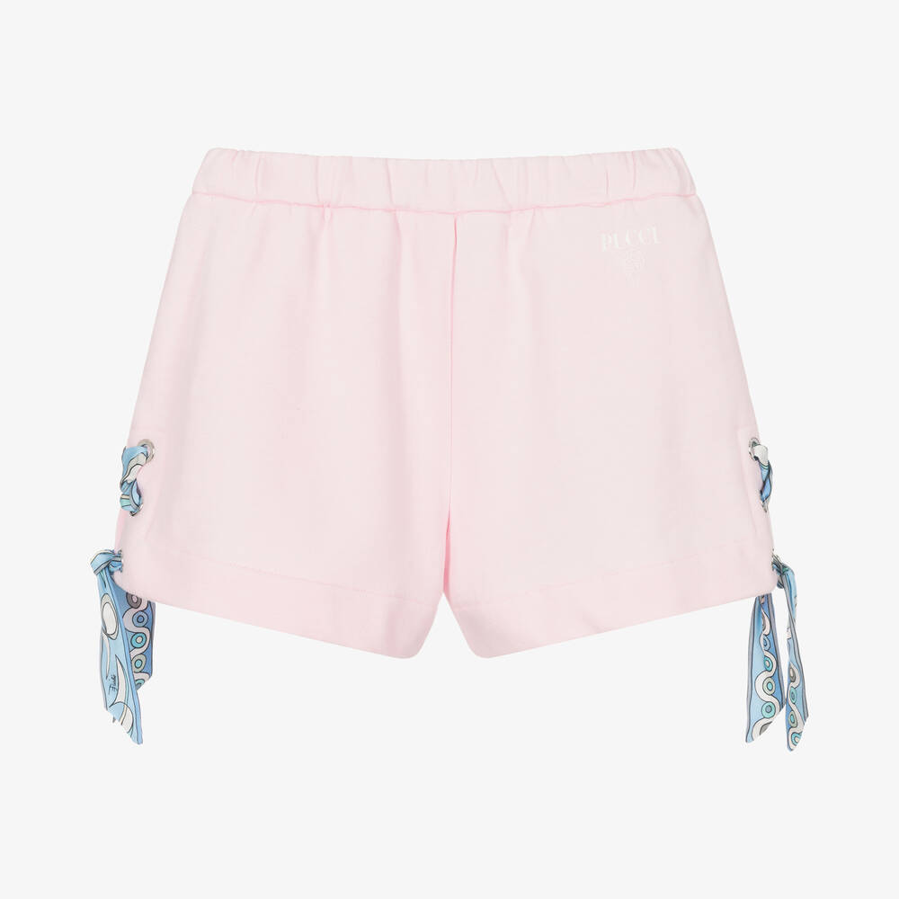 PUCCI-Girls Pink Cotton Jersey Shorts | Childrensalon Outlet