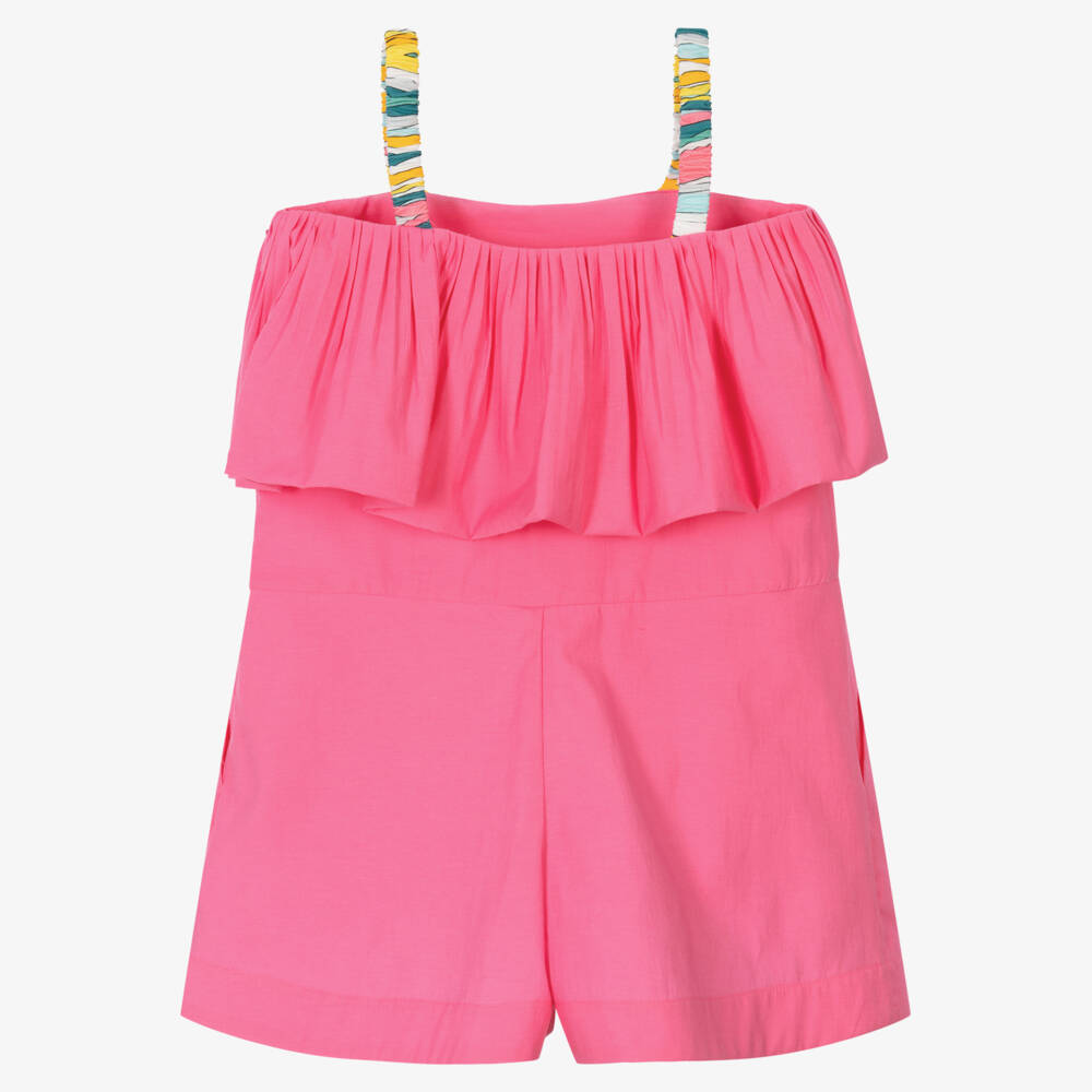 PUCCI-Girls Pink Cotton Lance Playsuit | Childrensalon Outlet