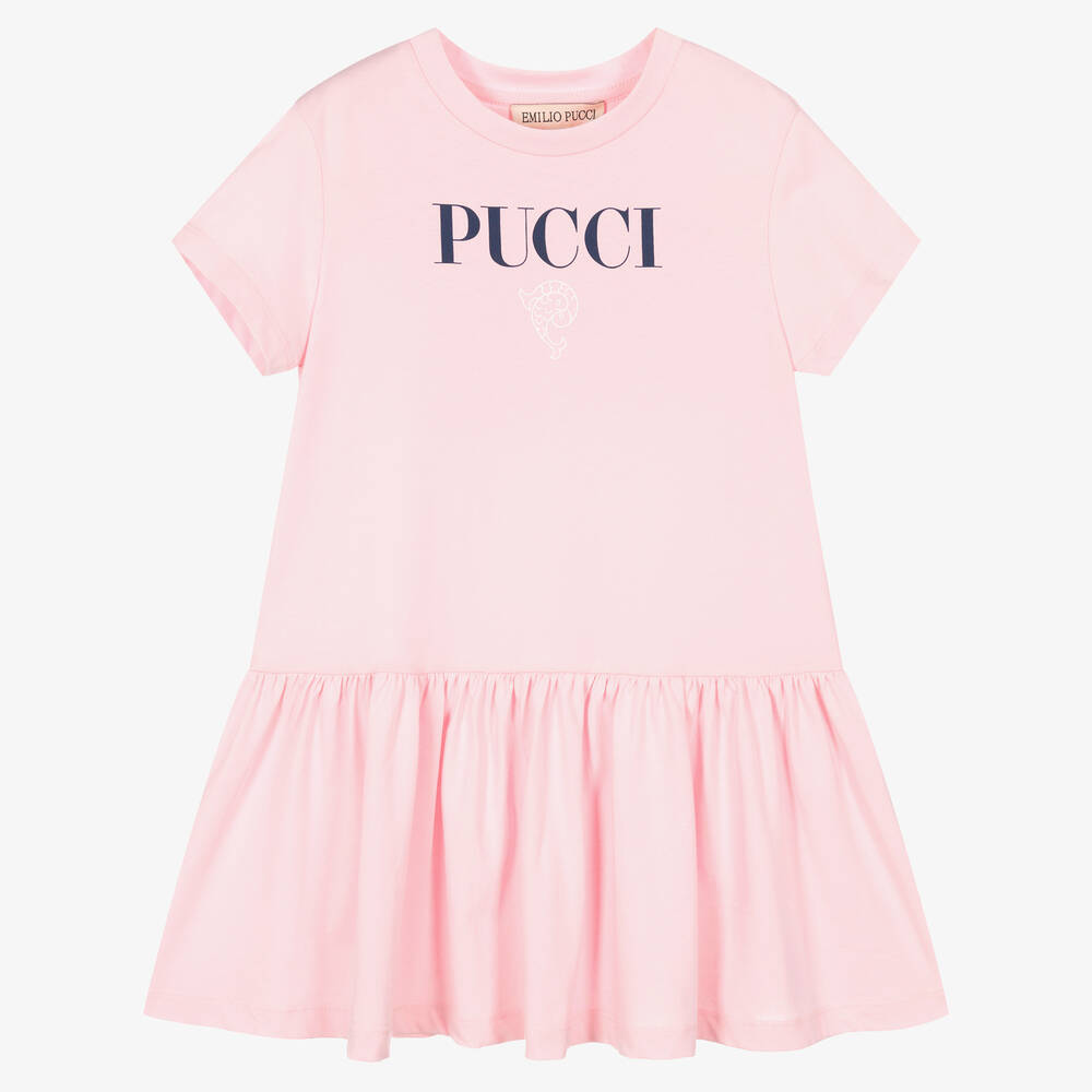 PUCCI - Robe rose en coton fille | Childrensalon