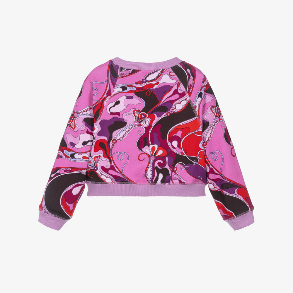 PUCCI-Girls Pink Cotton Orchidee Sweatshirt | Childrensalon Outlet