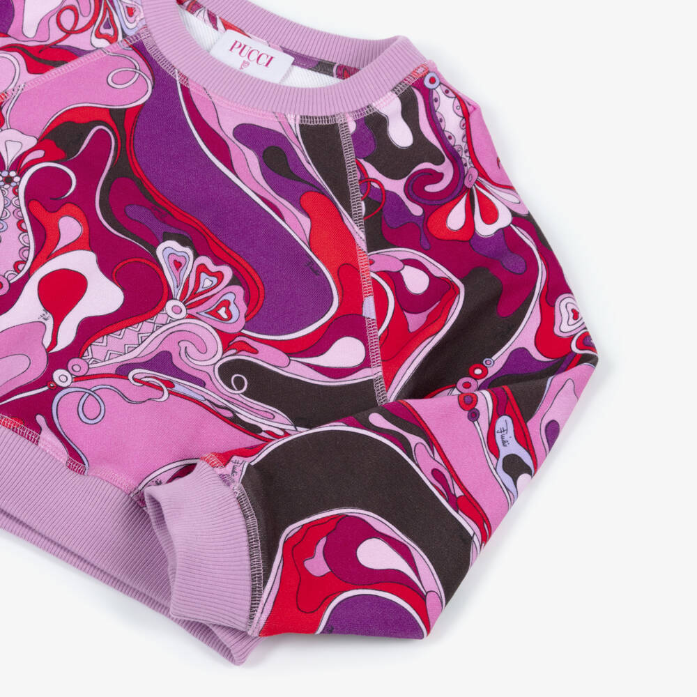 PUCCI-Girls Pink Cotton Orchidee Sweatshirt | Childrensalon Outlet