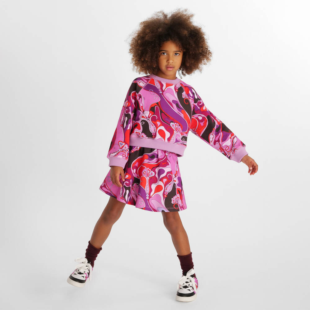 PUCCI-Girls Pink Cotton Orchidee Sweatshirt | Childrensalon Outlet