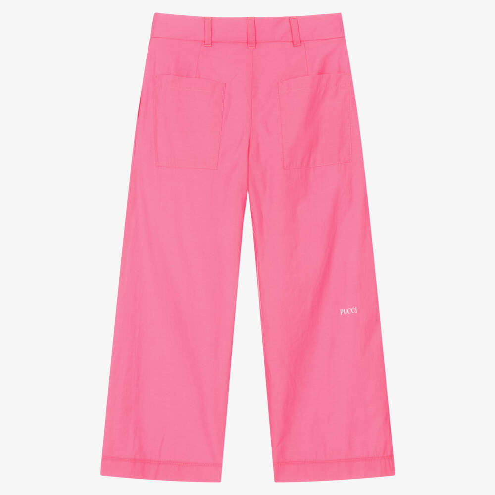 PUCCI-Girls Pink Cotton Trousers | Childrensalon Outlet