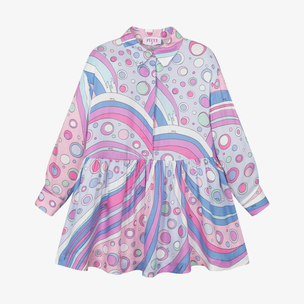 PUCCI-فستان ميدي وردي بنقشة زهور للبنات | Childrensalon Outlet