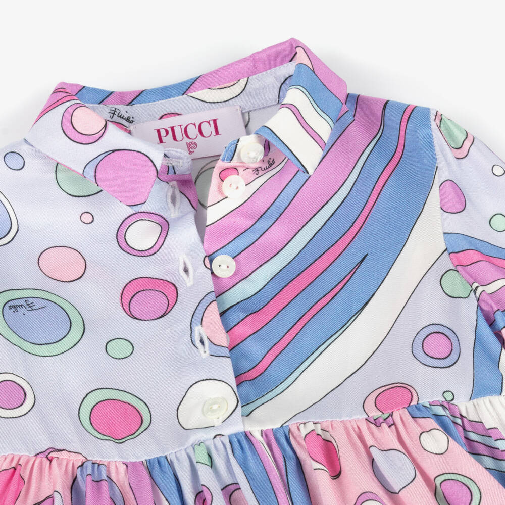 PUCCI-Girls Pink Fontane Pattern Dress | Childrensalon Outlet