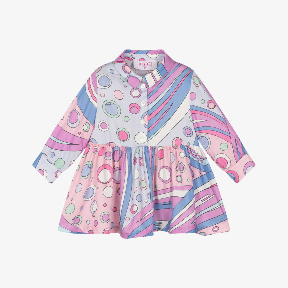 PUCCI-Girls Pink Fontane Pattern Dress | Childrensalon Outlet