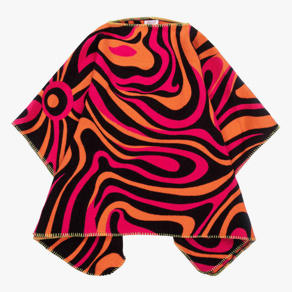 PUCCI - Girls Pink Iride Multicolour Wool & Silk Cape | Childrensalon