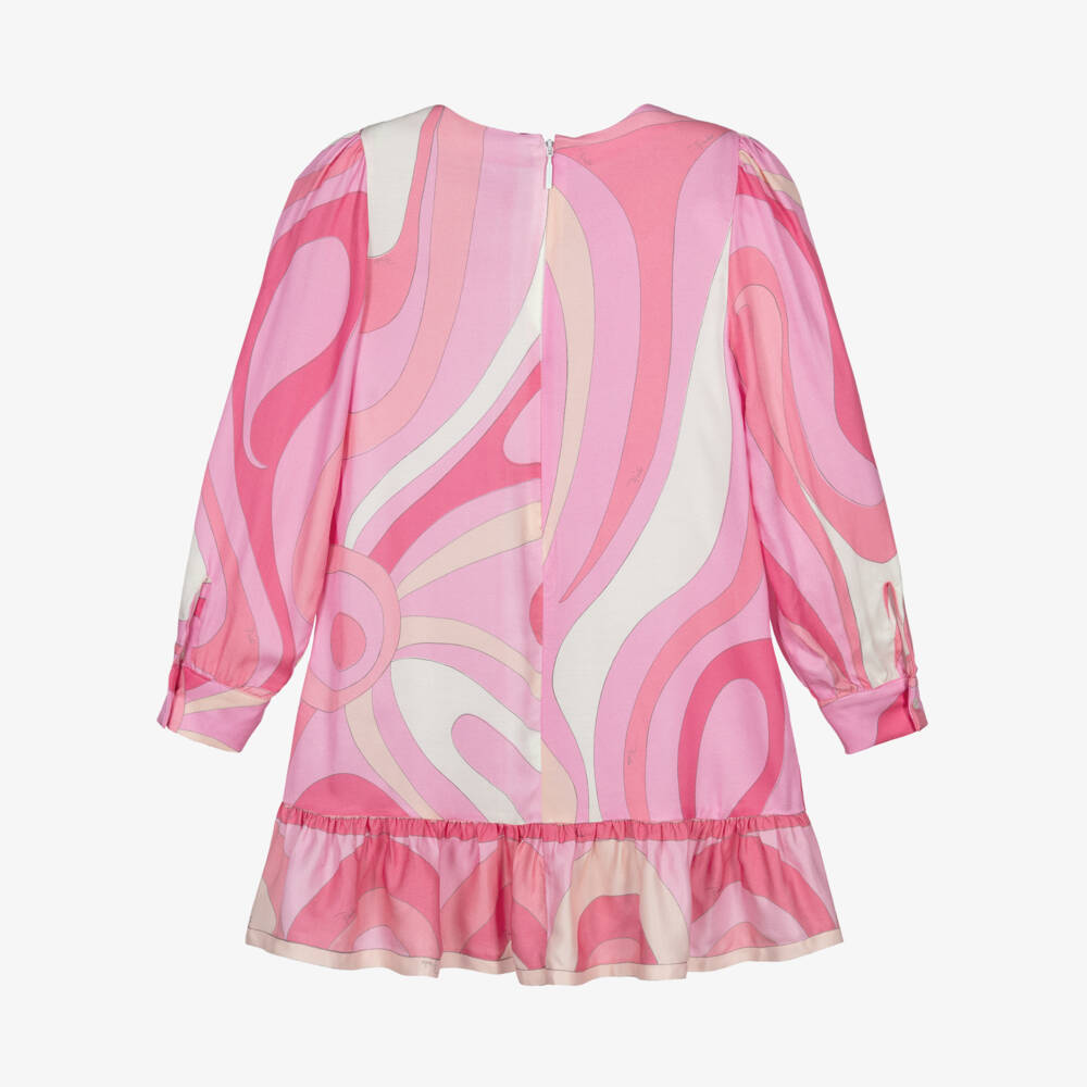 PUCCI-Girls Pink Iride Print Long Sleeve Dress | Childrensalon Outlet