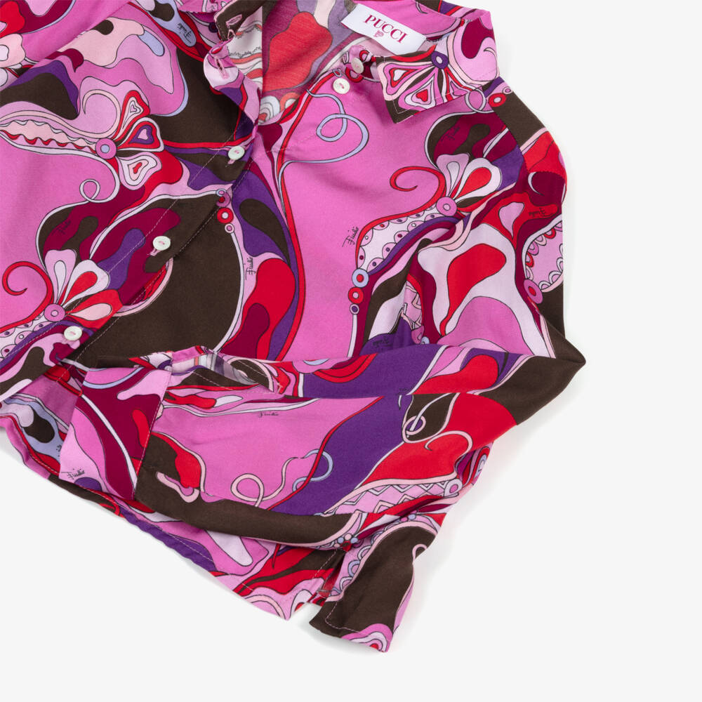 PUCCI-Girls Pink Long Sleeve Orchidee Blouse | Childrensalon Outlet