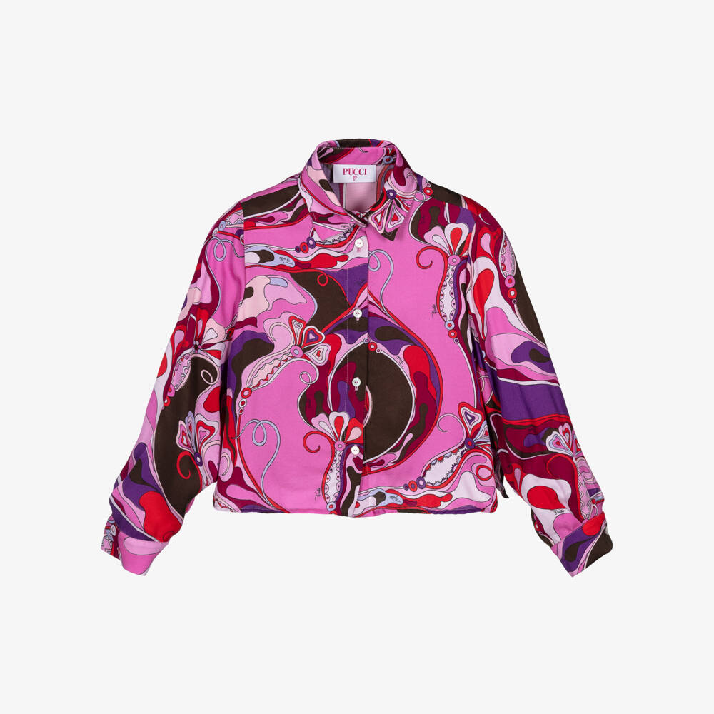 PUCCI-Girls Pink Long Sleeve Orchidee Blouse | Childrensalon Outlet