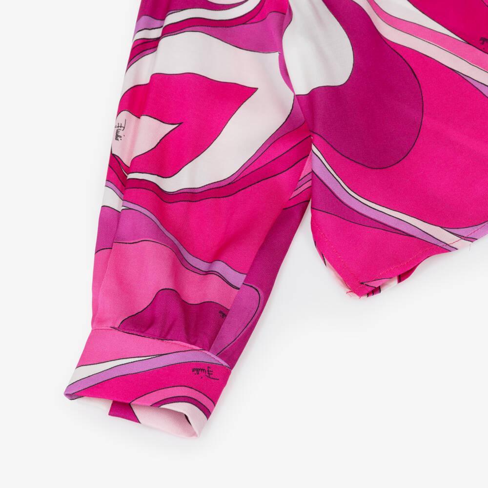PUCCI-Girls Pink Marmo Print Blouse | Childrensalon Outlet