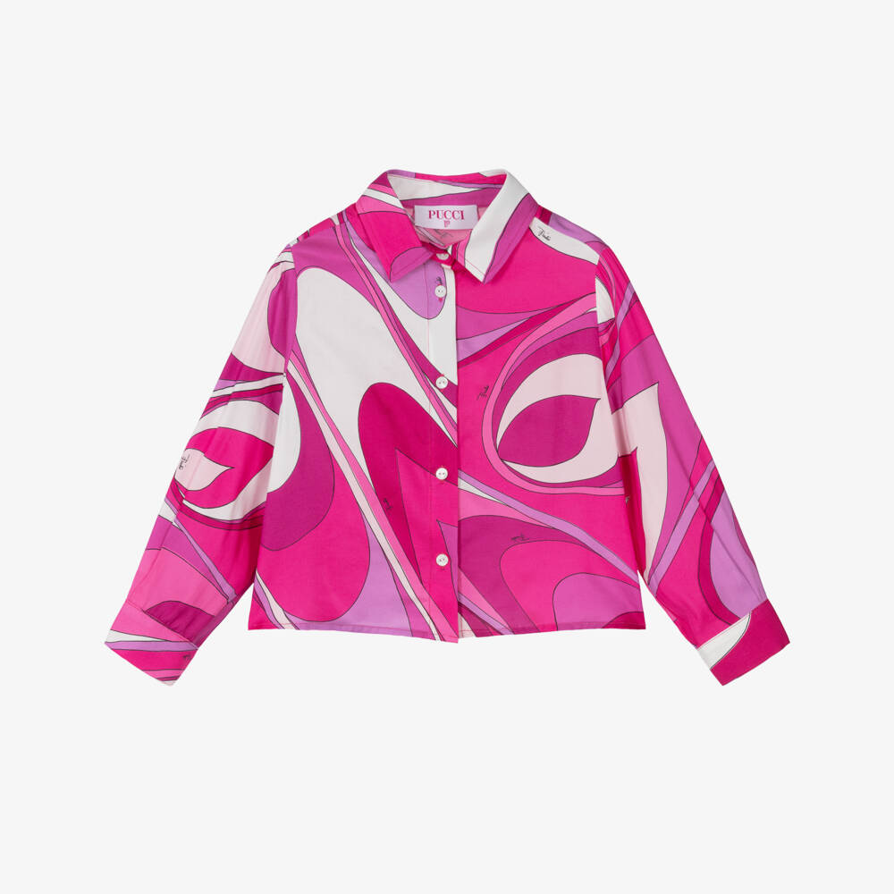 PUCCI-Girls Pink Marmo Print Blouse | Childrensalon Outlet