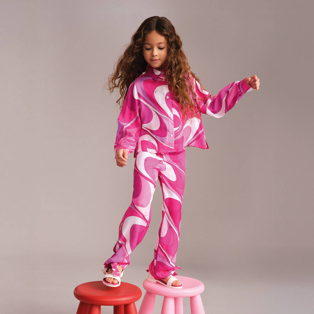 PUCCI-Girls Pink Marmo Print Blouse | Childrensalon Outlet