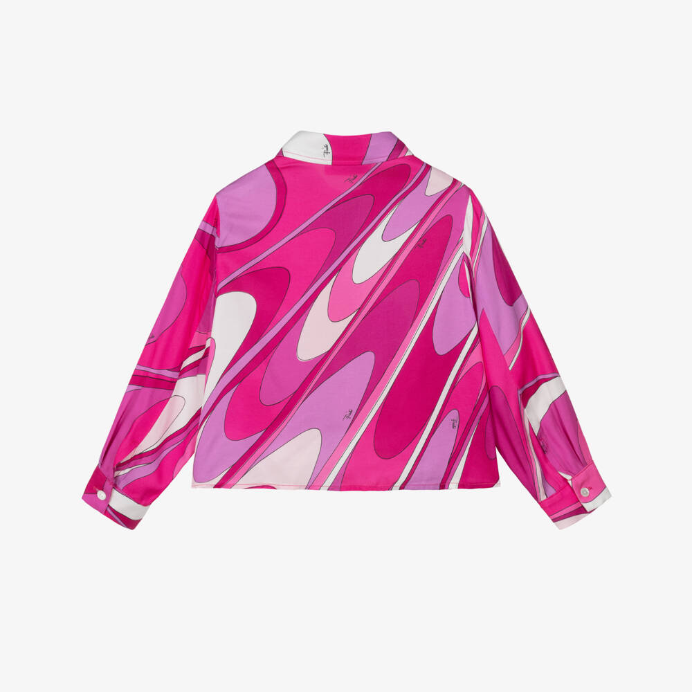 PUCCI-Girls Pink Marmo Print Blouse | Childrensalon Outlet