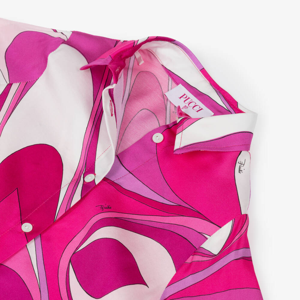 PUCCI-Girls Pink Marmo Print Blouse | Childrensalon Outlet
