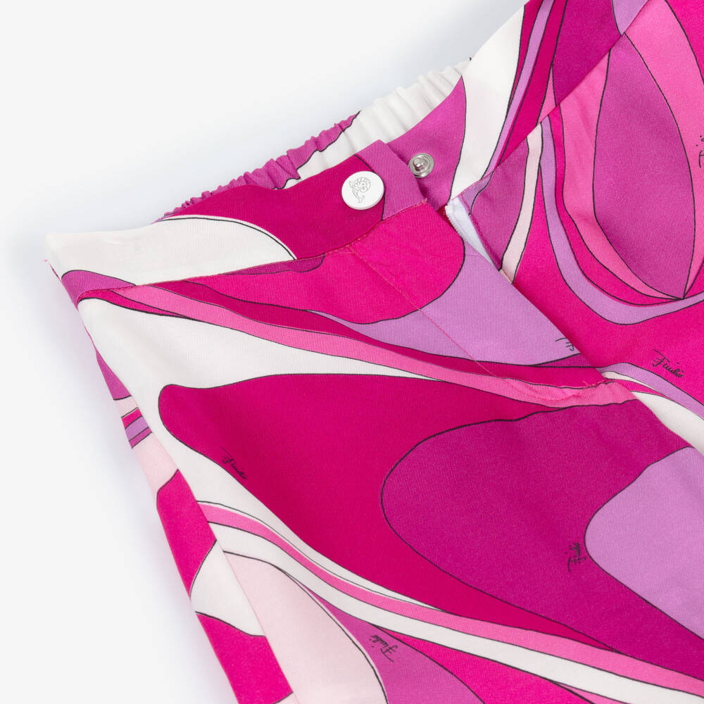 PUCCI-Girls Pink Marmo Print Wide Leg Trousers | Childrensalon Outlet