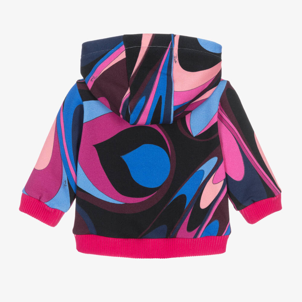 PUCCI-Girls Pink Onde Zip Hoodie | Childrensalon Outlet