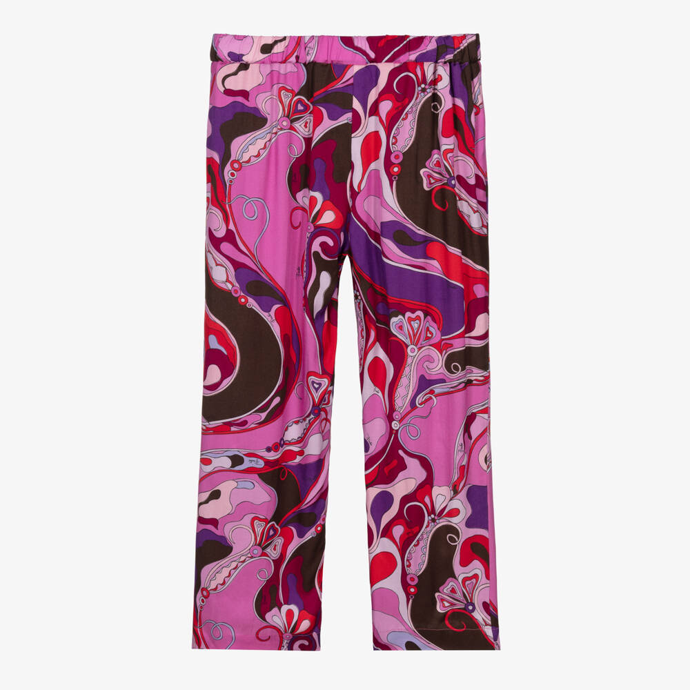 PUCCI-Girls Pink Orchidee Print Trousers | Childrensalon Outlet