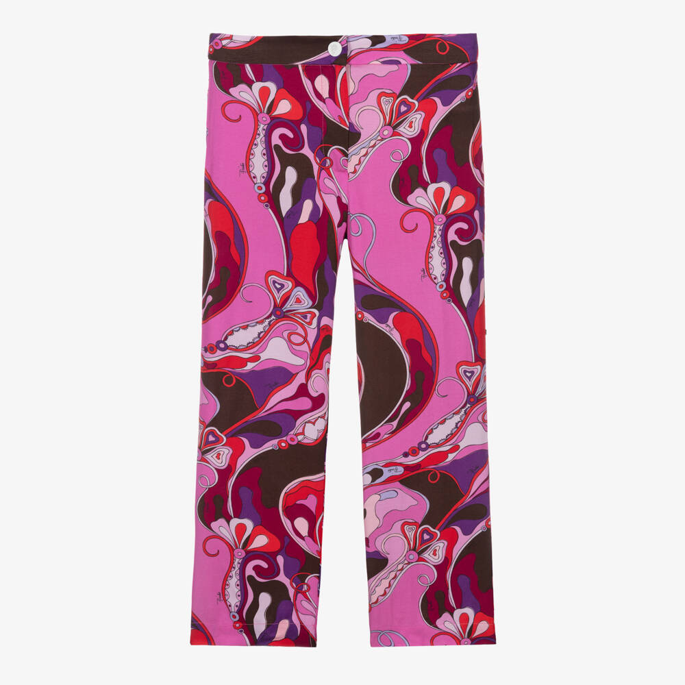 PUCCI-Girls Pink Orchidee Print Trousers | Childrensalon Outlet