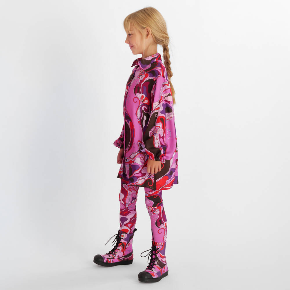 PUCCI-Girls Pink Orchidee Print Trousers | Childrensalon Outlet